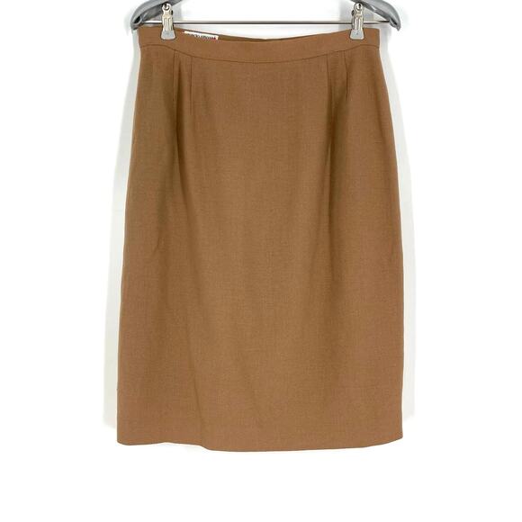 Giorgio Armani 100% Wool Brown Pencil Skirt Size 12 Made In Italy - Picture 8 of 9